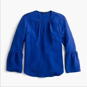 J. Crew Blue Silk Bell Sleeve Blouse